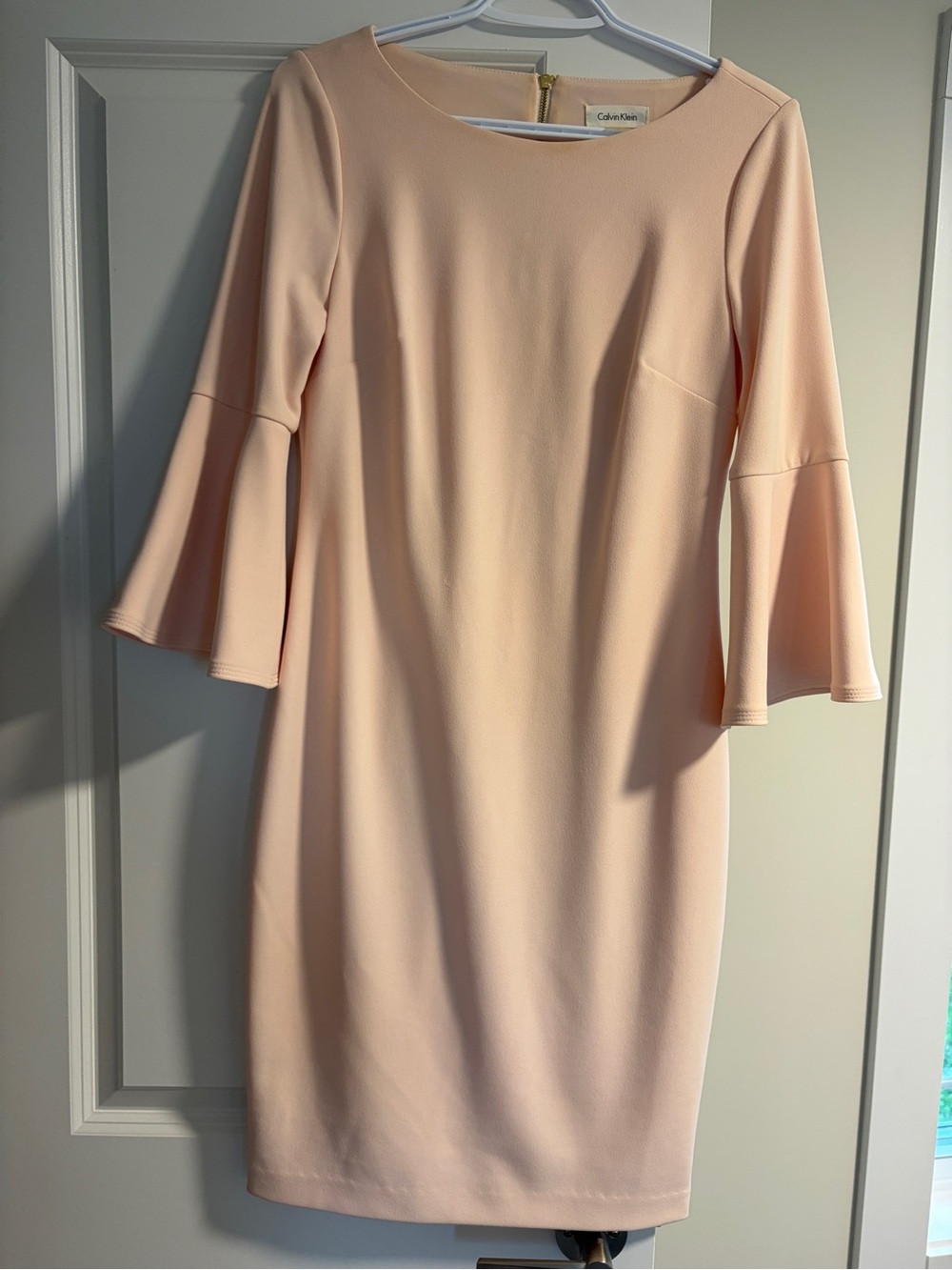 Calvin Klein Pale Pink Bell-Sleeve Sheath Dress